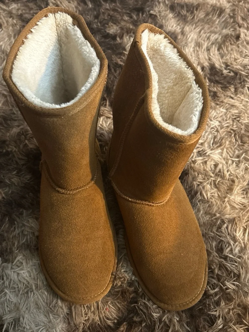 Kids Brown Suede Winter Boots with Sherpa Lining